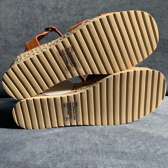 Pop Womens Brown Adjustable Ankle Strap Wedge Espadrille Open Toe Heel Sandals - Picture 10 of 11